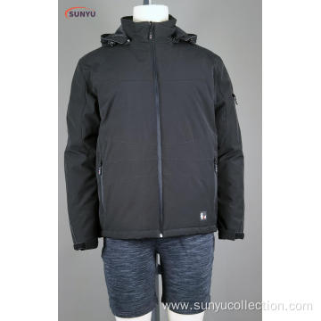 Men's polyester woven winter coats with polar fleece